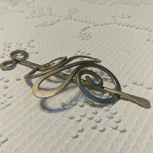 Handmade hammered sterling hair clasp